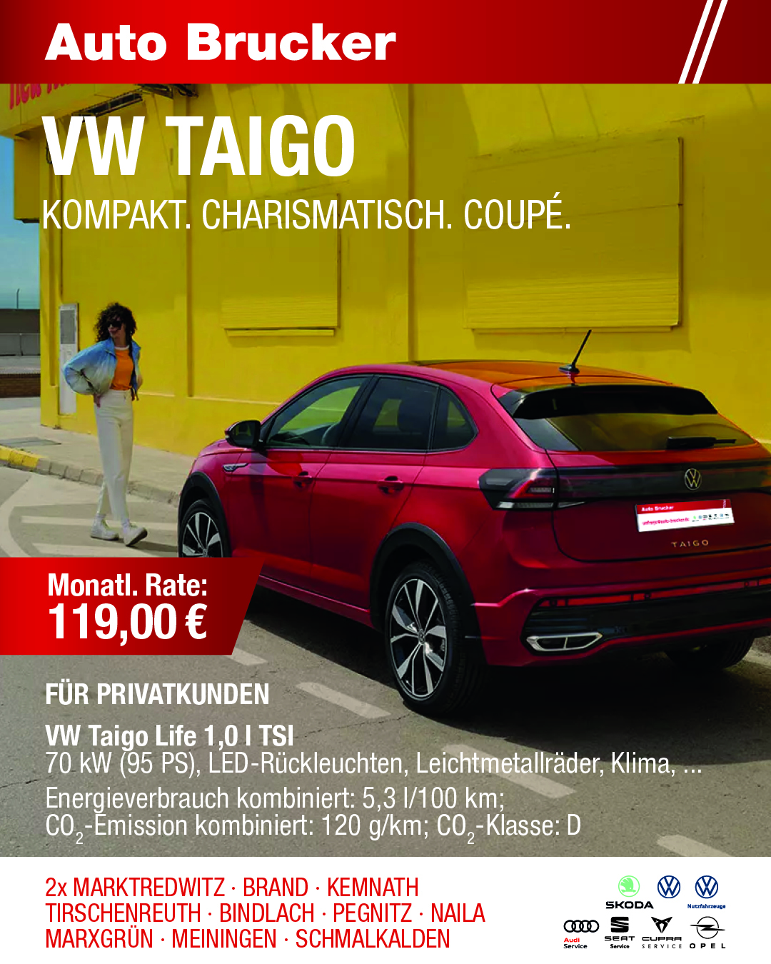 Privatleasing Angebot für den VW Taigo 119 € monatliche Rate