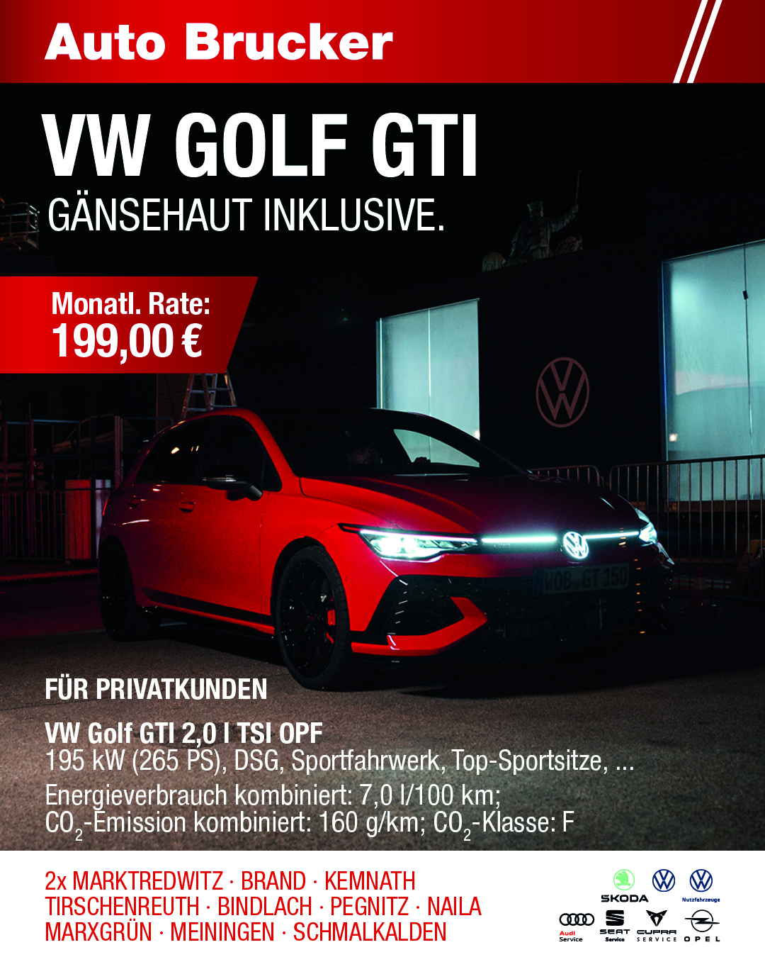 Privatleasing Angebot für den VW Golf GTI 199 € monatliche Rate