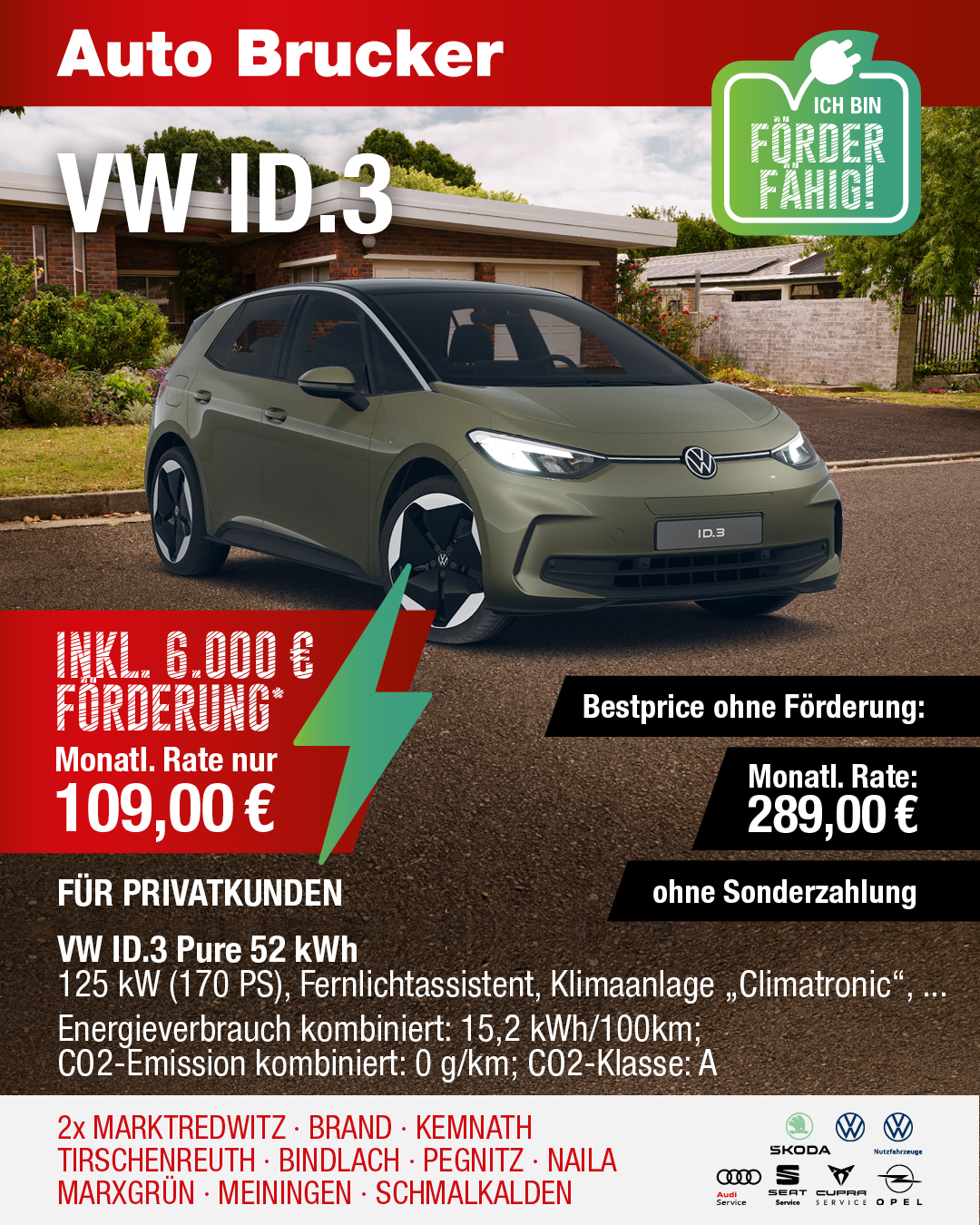 Der VW ID.3 mit E-Förderung 109 € monatliche Rate