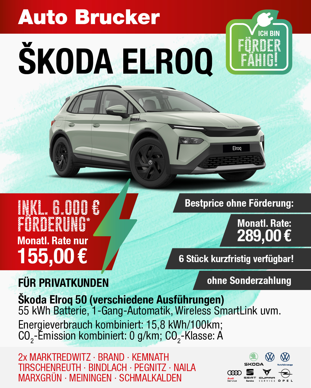 Der Skoda Elroq mit E-Förderung 155 € monatliche Rate