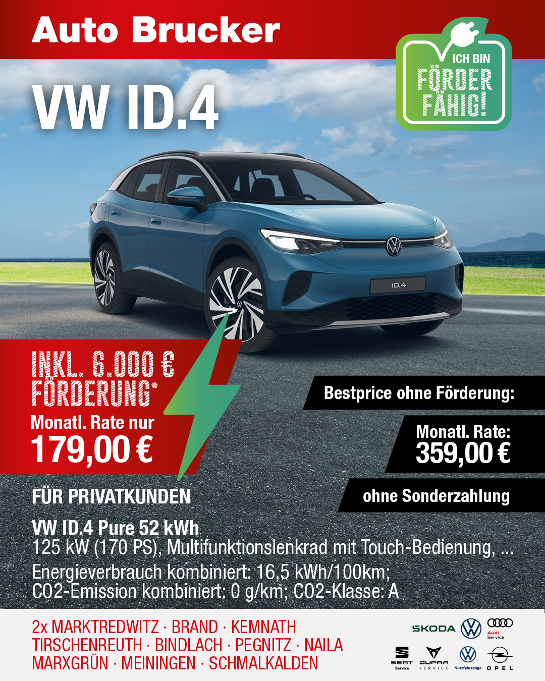Der VW ID.4 mit E-Förderung 179 € monatliche Rate