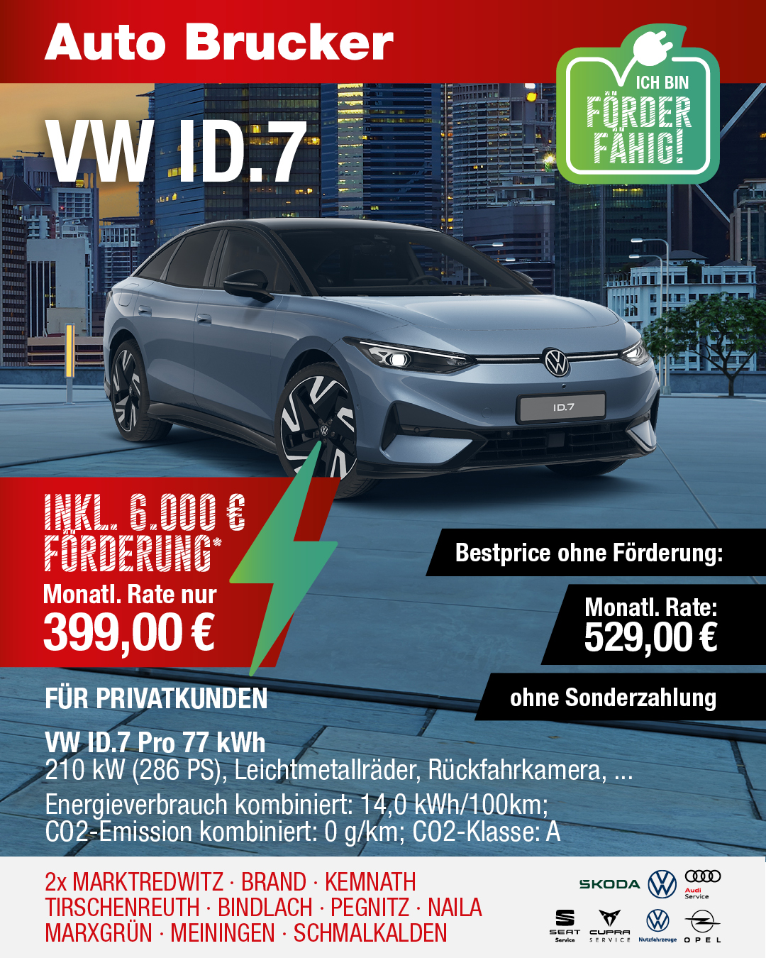 Der VW ID.7 mit E-Förderung 399 € monatliche Rate