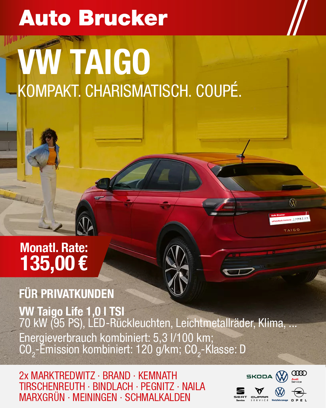 Privatleasing Angebot für den VW Taigo 135 € monatliche Rate