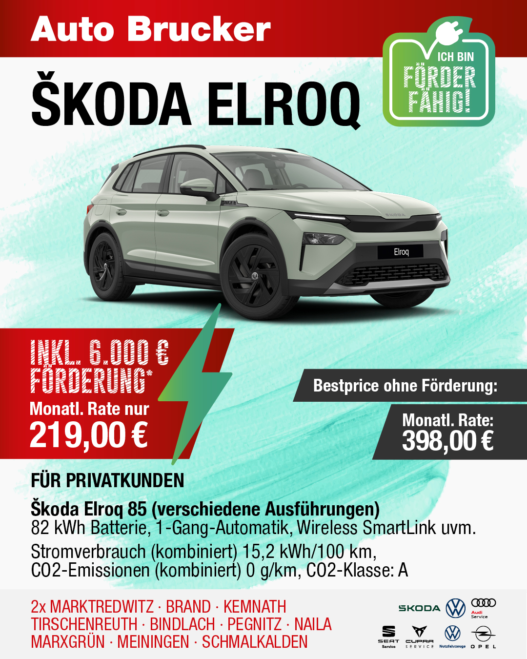 Der Skoda Elroq mit E-Förderung 219 € monatliche Rate