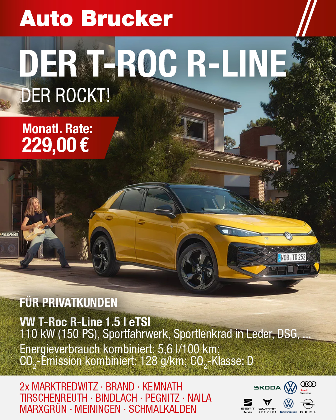Privatleasingangebot für VW T-Roc R-Line 229 € monatliche Rate