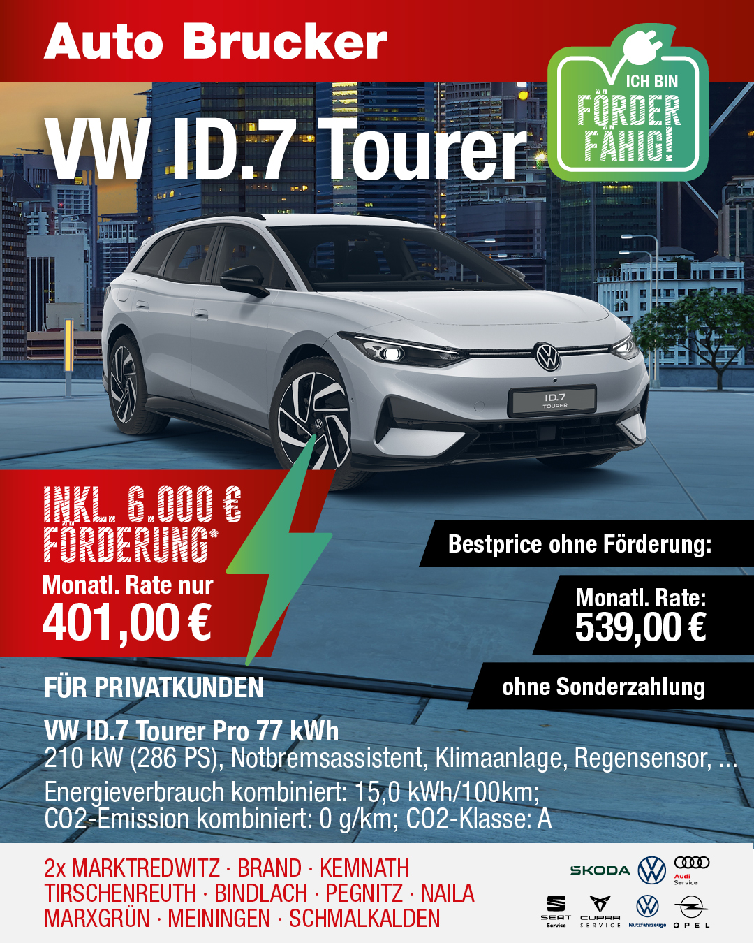 Der VW ID. Tourer mit E-Förderung 401 € monatliche Rate