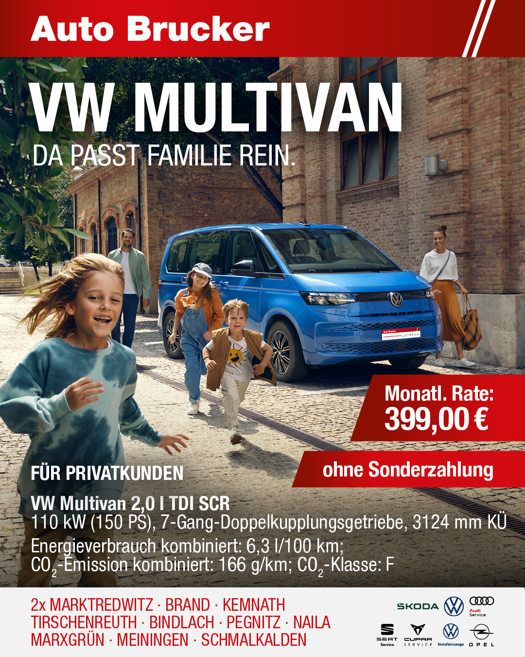 Privatleasing Angebot für den VW Multivan 399 € monatliche Rate