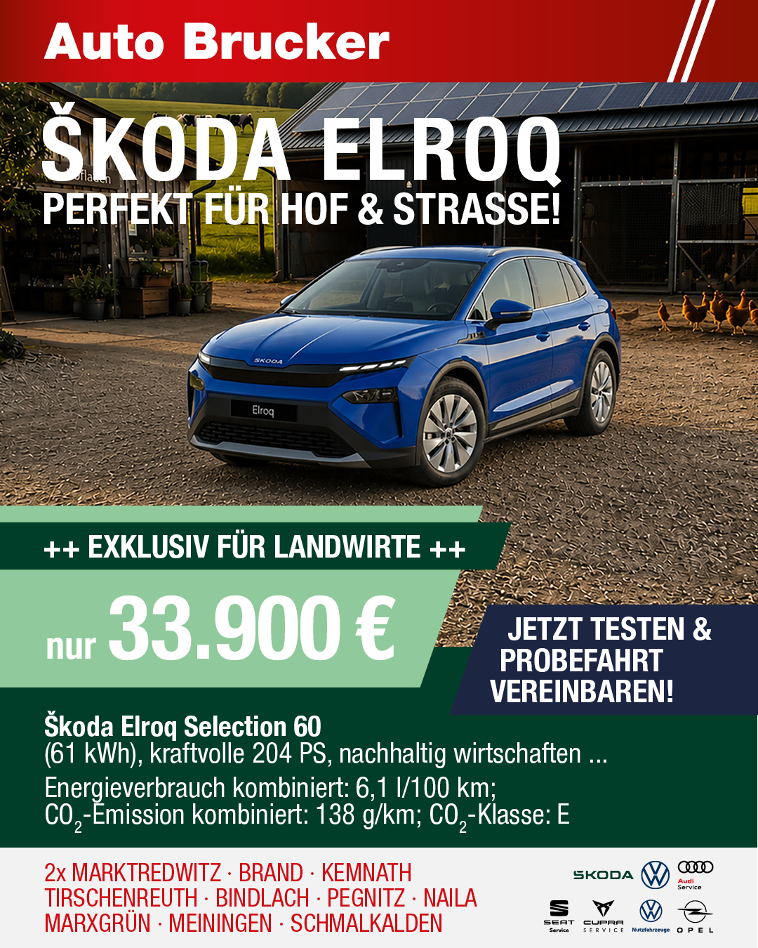 Angebot für Landwirte – der Skoada Elroq Sportline für 33.900 €
