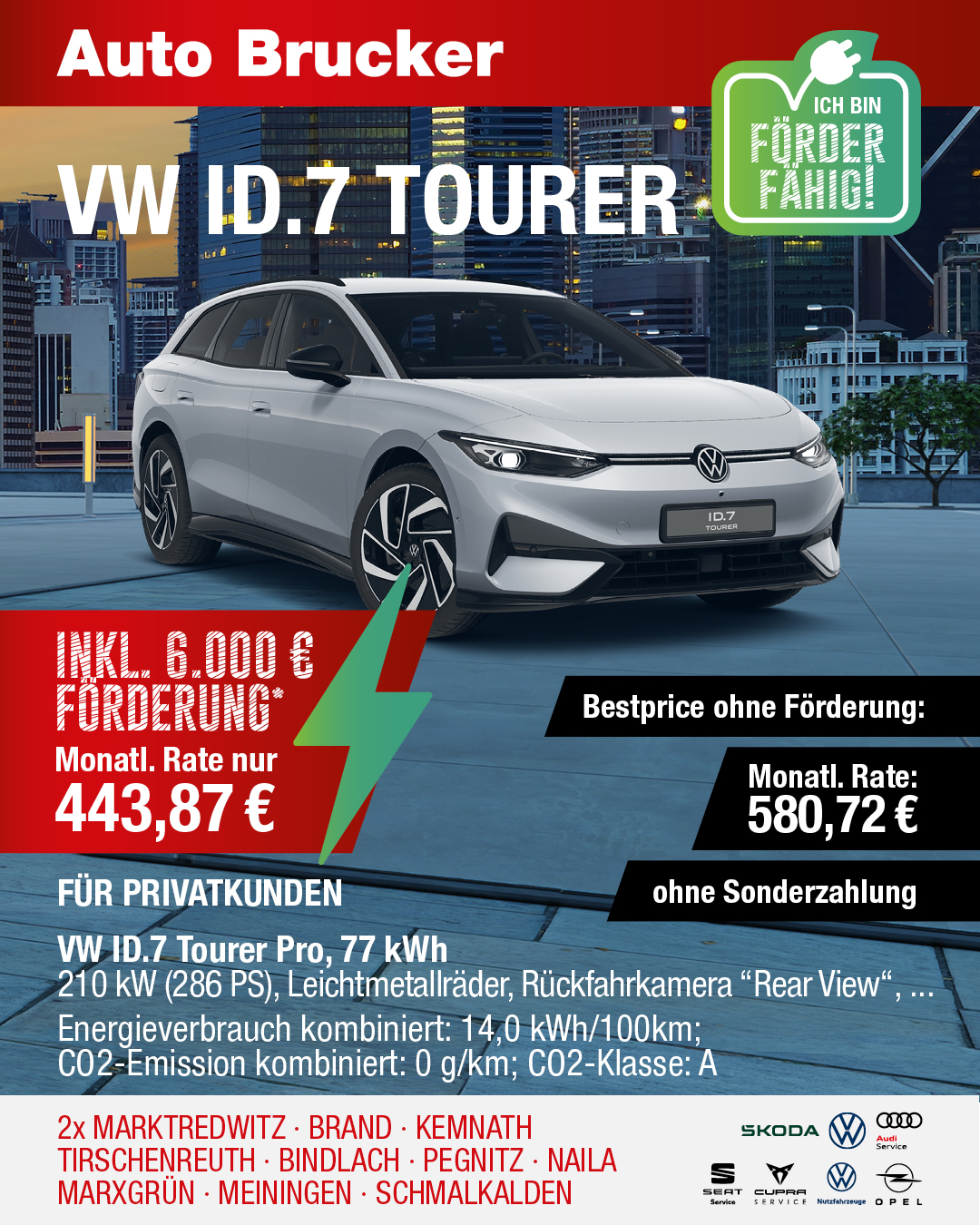 Der VW ID. Tourer mit E-Förderung 443,87 € monatliche Rate